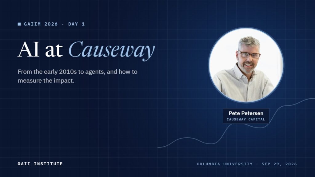 GAIIM 2026: AI at Causeway: from the early 2010s to agents, and how to measure the impact