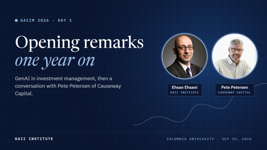 GAIIM 2026: Opening remarks: GenAI in investment management, one year on